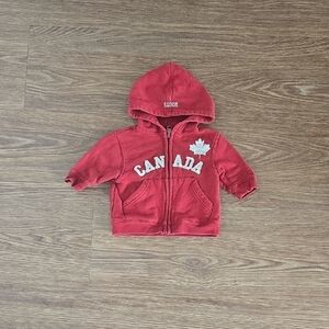 Roots Kids Red Zip Hoodie with 'CANADA' Lettering